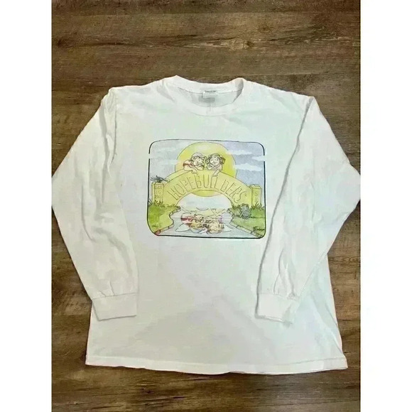 Vtg 90's Delta Pro Weights Made In USA Unisex Long Sleeve T Shirt Art Graphic M - Picture 1 of 12